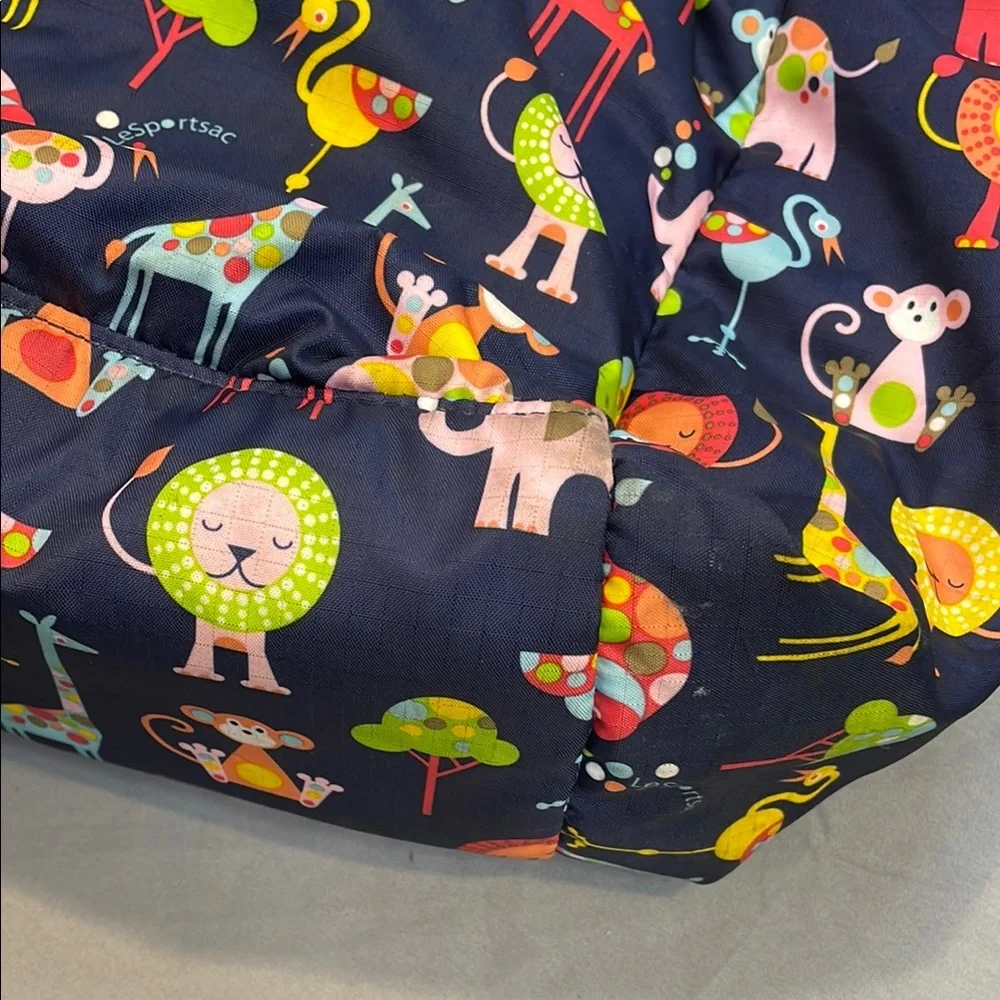 LeSportsac Ryan Diaper Bag Colorful Zoo Cute Animal Tote Baby Changing Pad Navy
